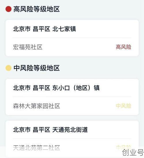 北京新增一个高风险地区，北京 中高风险地区