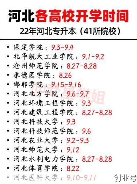 河北开学时间最新消息,河北各个大学开学时间